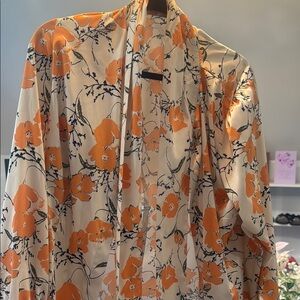 Floral Orange and Cream Blouse